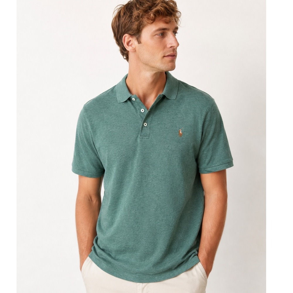 Polo Ralph Lauren Classic Fit Soft Cotton Green Heather Polo Shirt Pony Logo L